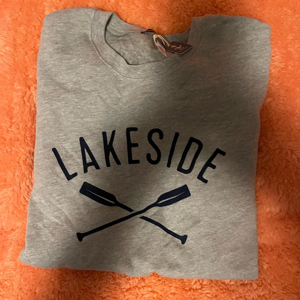 NWT KIEL JAMES PATRICK LAKESIDE CREW SWEATSHIRT GREY/NAVY SIZE XLARGE.